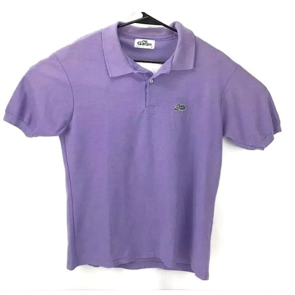 Garan Polo Shirt Purple Golf Large Eighties Prep